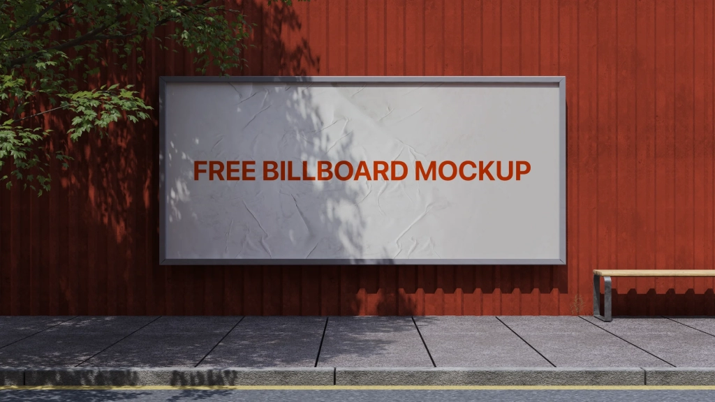 Free Wide Street Billboard mockup 8K Resolution